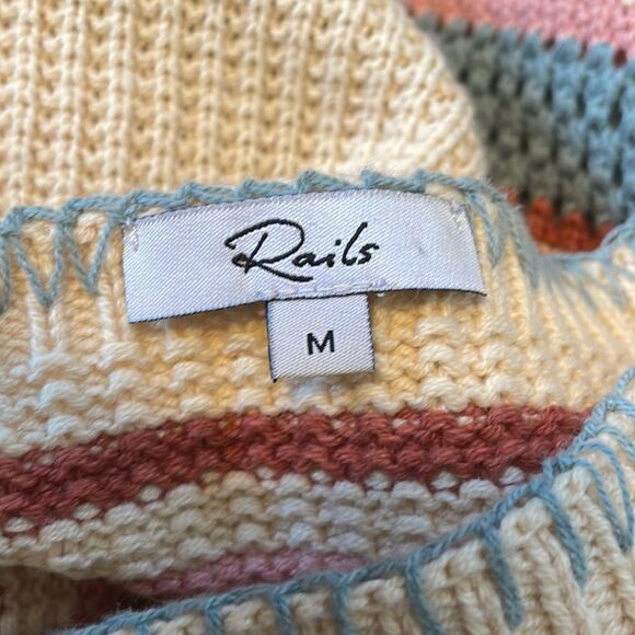 Rails Sienna Crochet Knit Top Cream Rainbow M - Picture 3 of 8